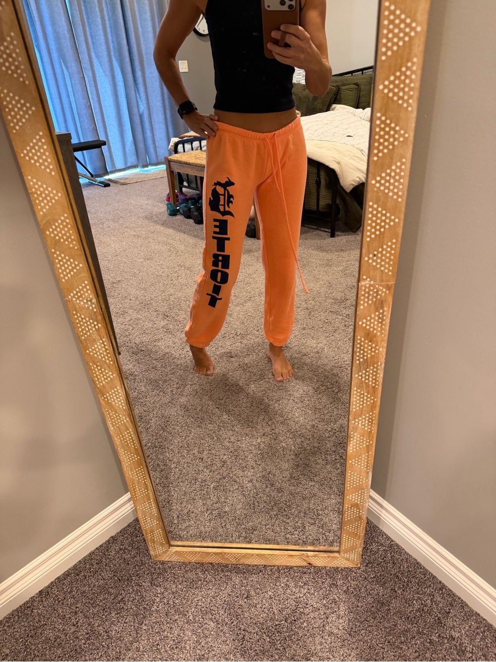 Detroit Orange Graphic Sweat Jogger Pants for Women